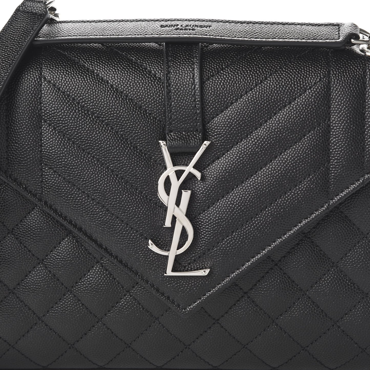 Grain De Poudre Textured Mixed Matelasse Triquilt Medium Monogram Satchel Black