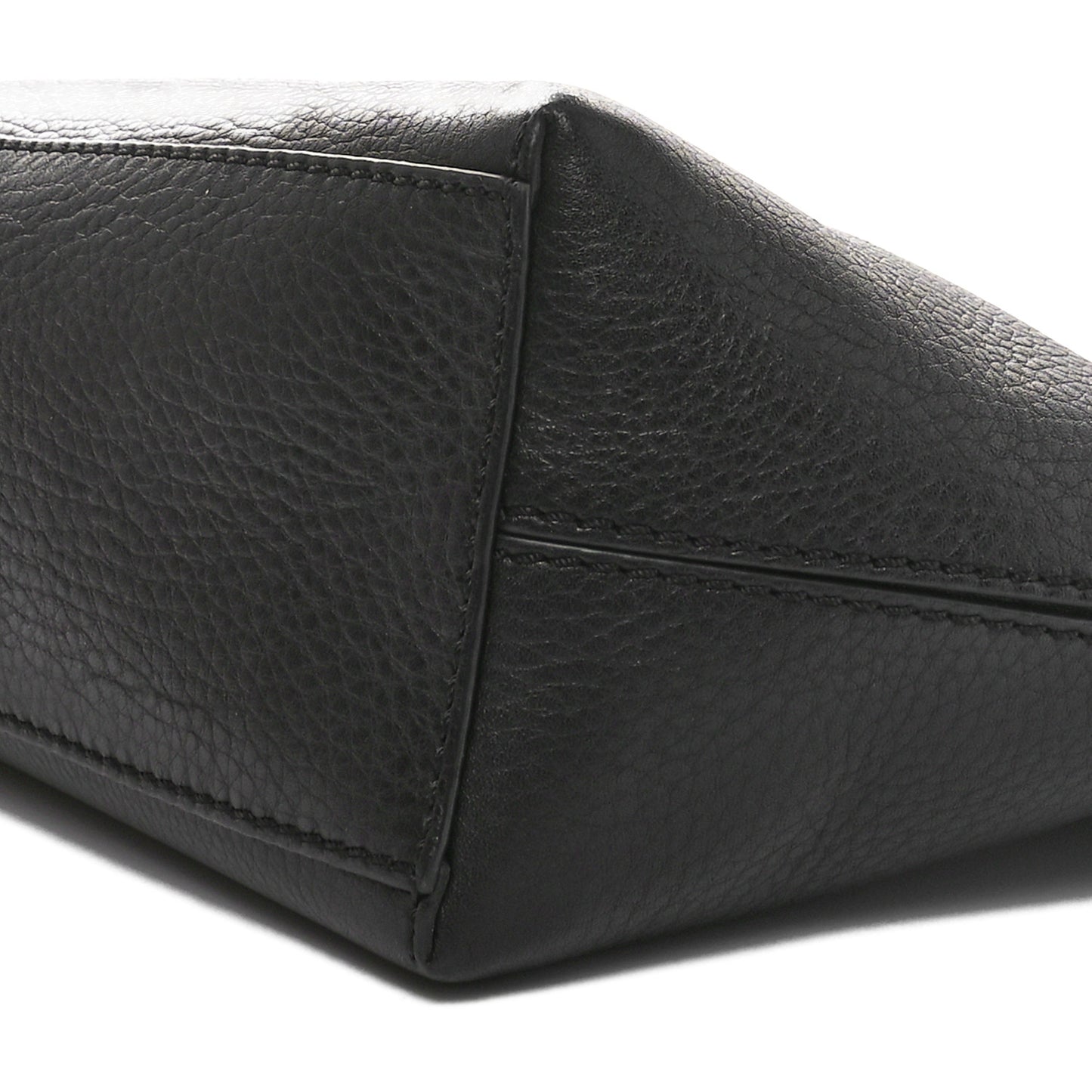 Grained Calfskin Small Rockstud Shoulder Tote Black