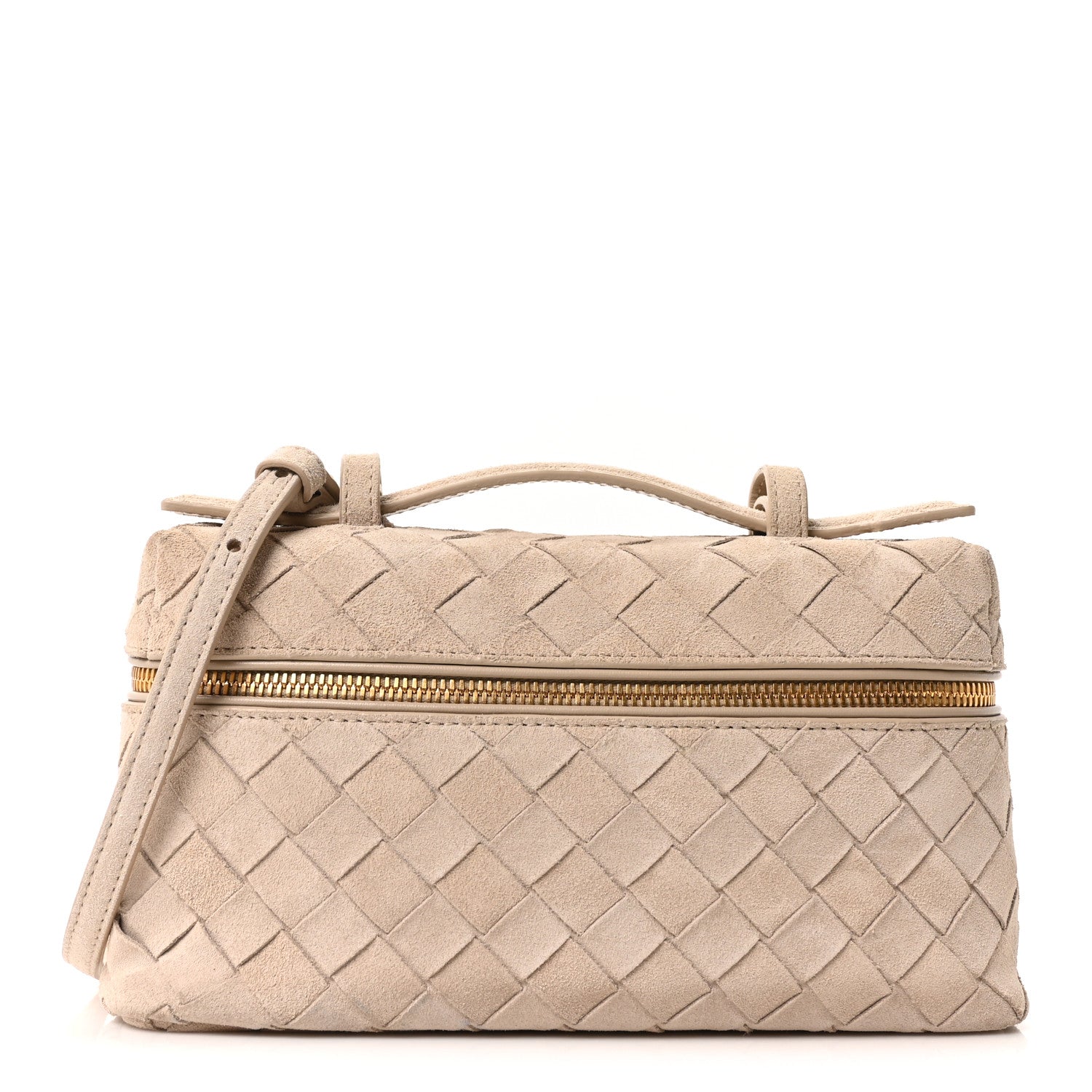Bottega Veneta Suede Intrecciato Bang Bang Vanity Case Ecru 1 of 9