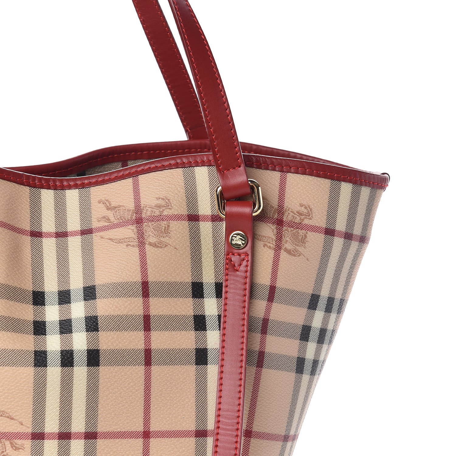 Burberry Haymarket Check Small Canterbury Tote Coral Red 12 of 12