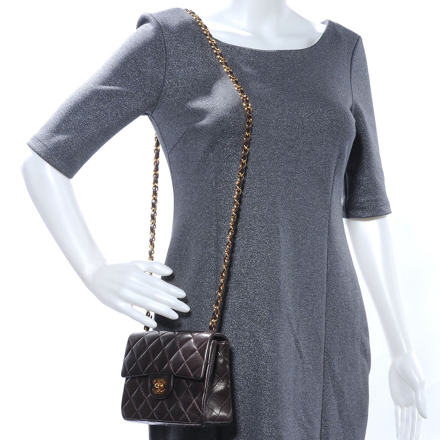 Chanel Lambskin Mini Flap Dark Brown 2 of 8