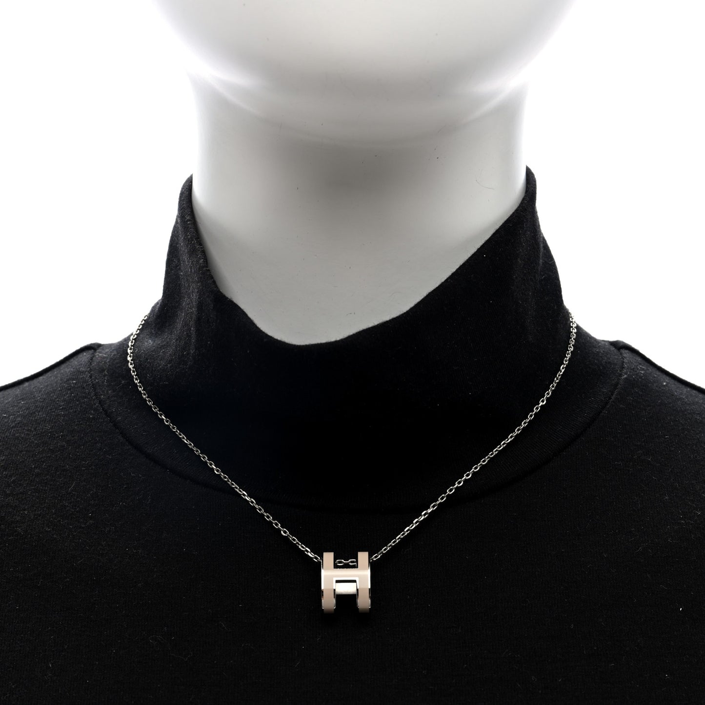 Lacquered Palladium Pop H Pendant Necklace Marron Glace