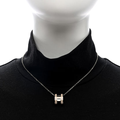 Hermes Lacquered Palladium Pop H Pendant Necklace Marron Glace 2 of 6