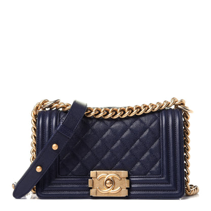 Chanel Caviar Quilted Small Boy Flap Navy 1 of 23