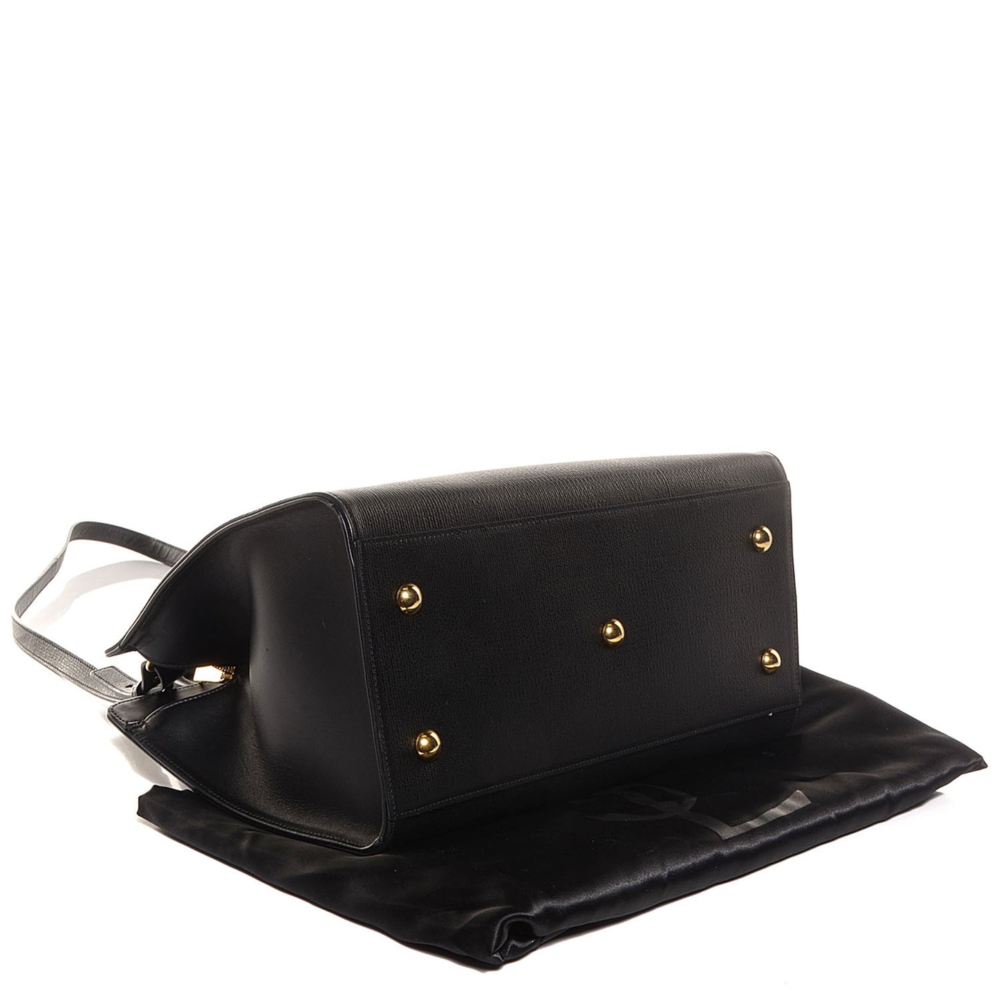 Textured Leather Classic Small Cabas Y Bag Black