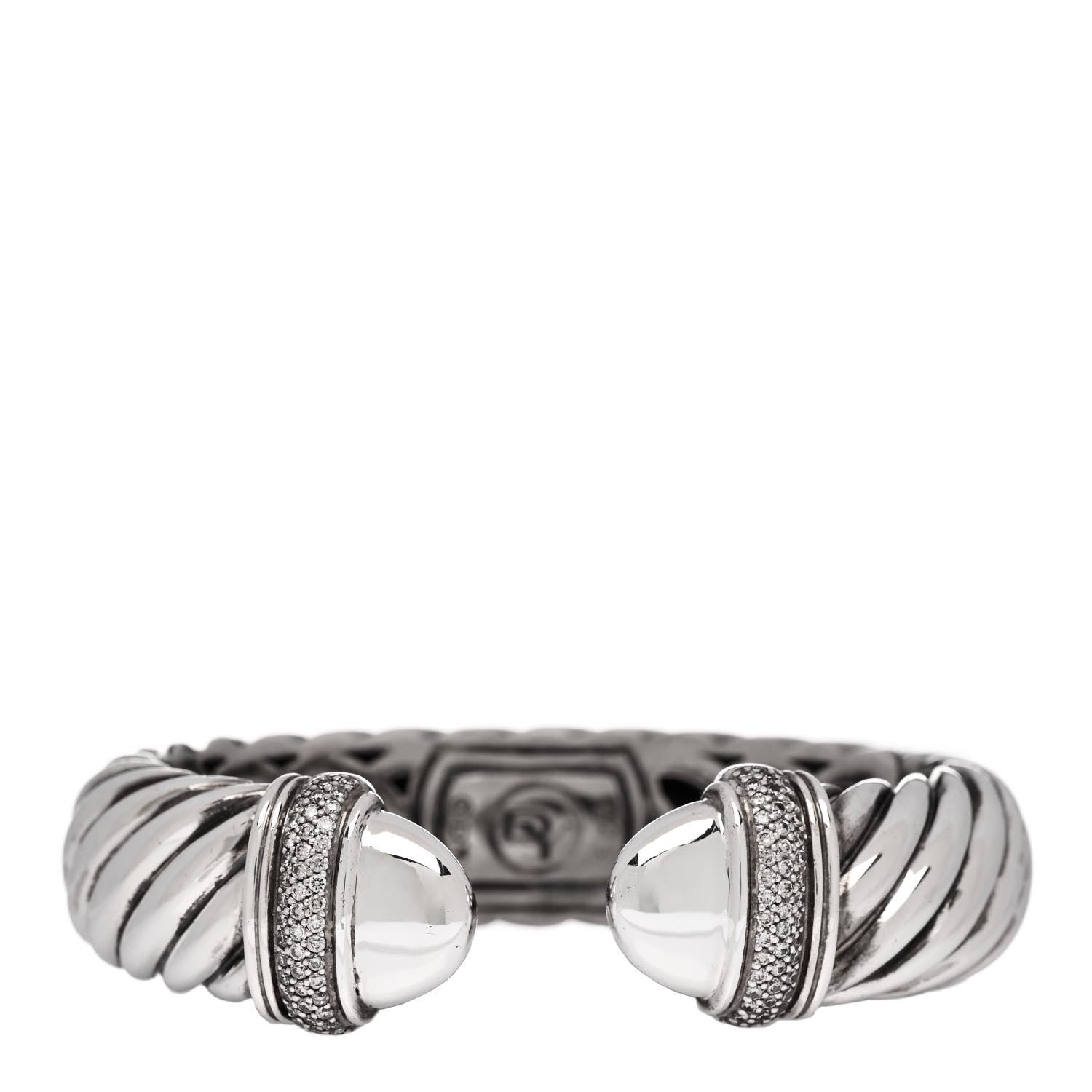 David Yurman Sterling Silver Diamond 15mm Waverly Hinge Bracelet 1 of 3