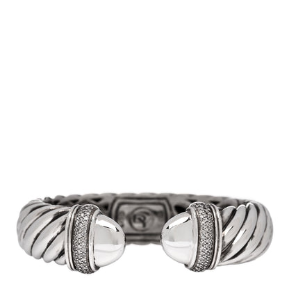 David Yurman Sterling Silver Diamond 15mm Waverly Hinge Bracelet 1 of 3