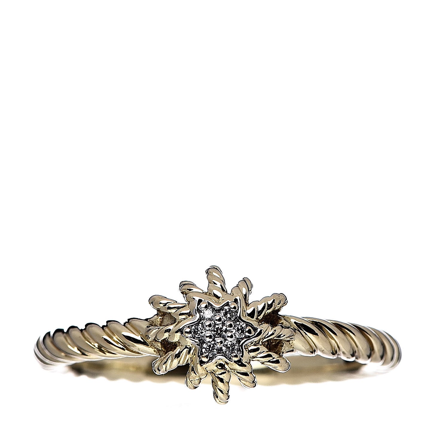 18K Yellow Gold Diamond 2mm Starburst Ring 52 6