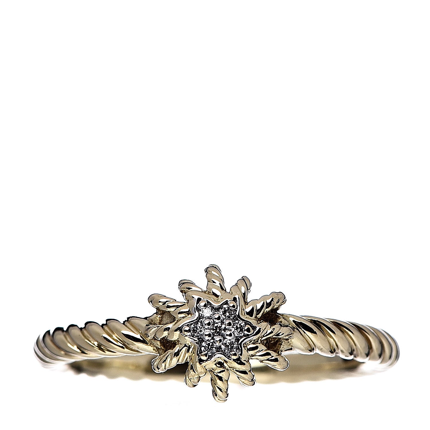 David Yurman 18K Yellow Gold Diamond 2mm Starburst Ring 52 6 1 of 5