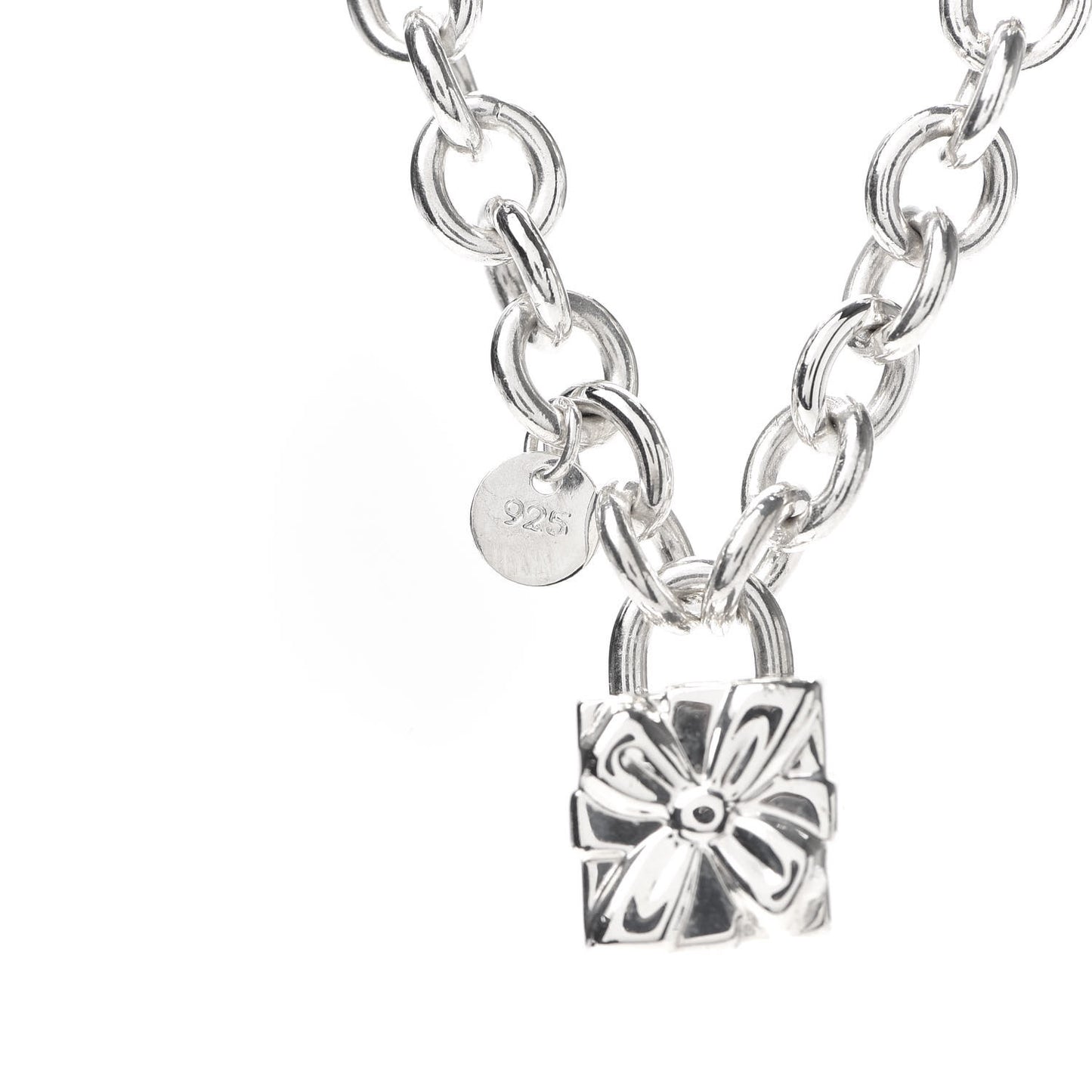Sterling Silver Gift Box Charm Choker Necklace