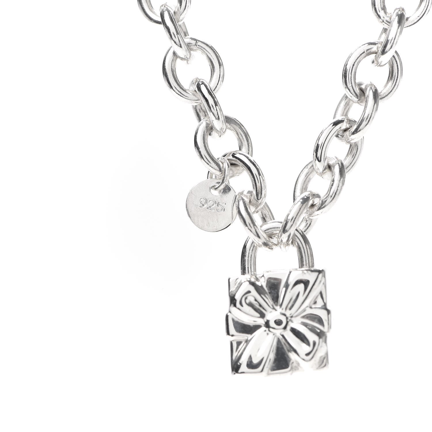 Tiffany Sterling Silver Gift Box Charm Choker Necklace 5 of 8