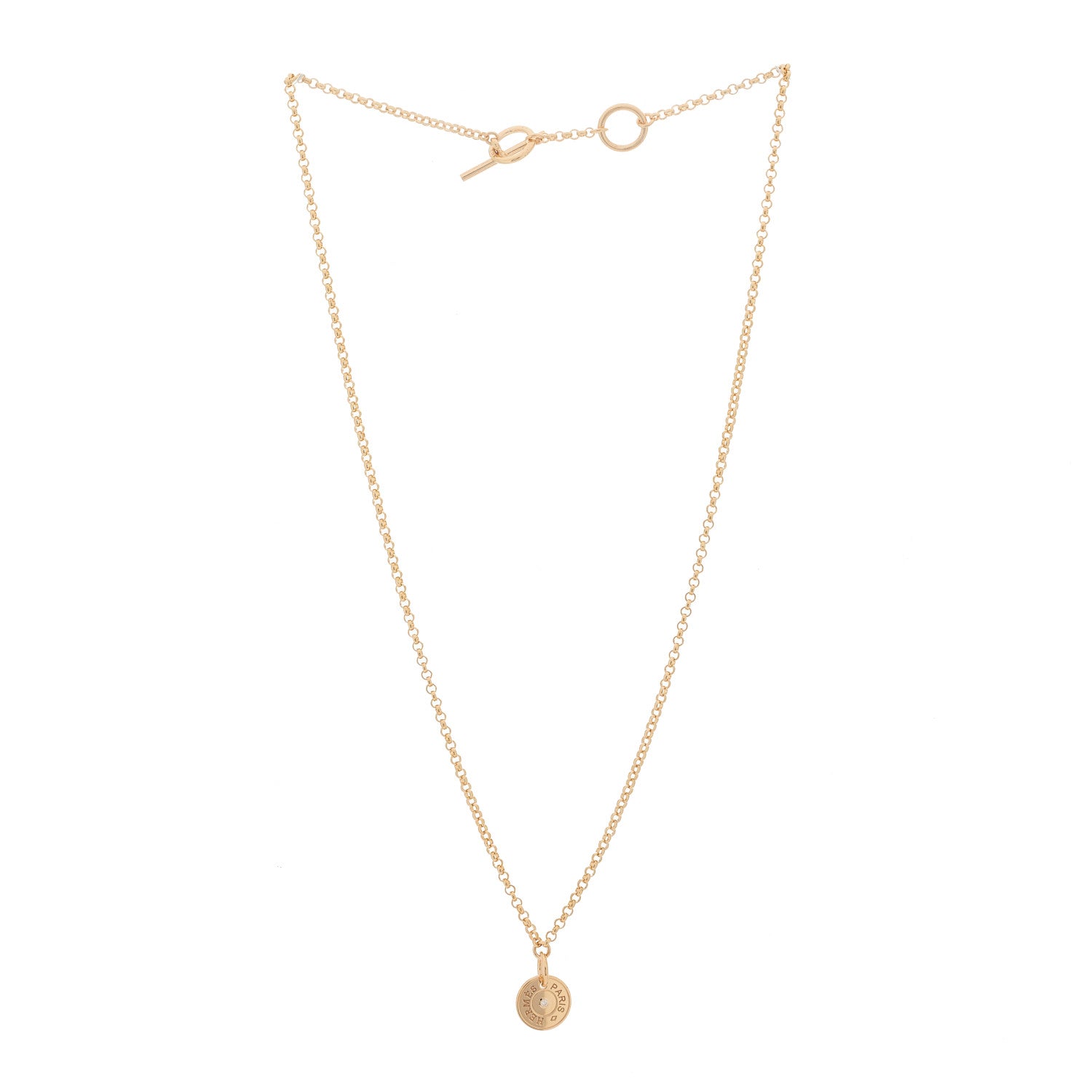 Hermes 18K Rose Gold Diamond Gambade Clou de Selle Necklace 3 of 6