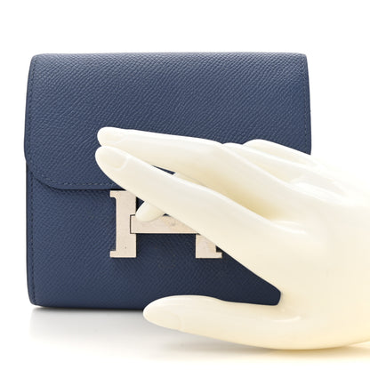 Hermes Epsom Verso Constance Short Wallet Bleu Brighton Rouge Pivoine 2 of 12