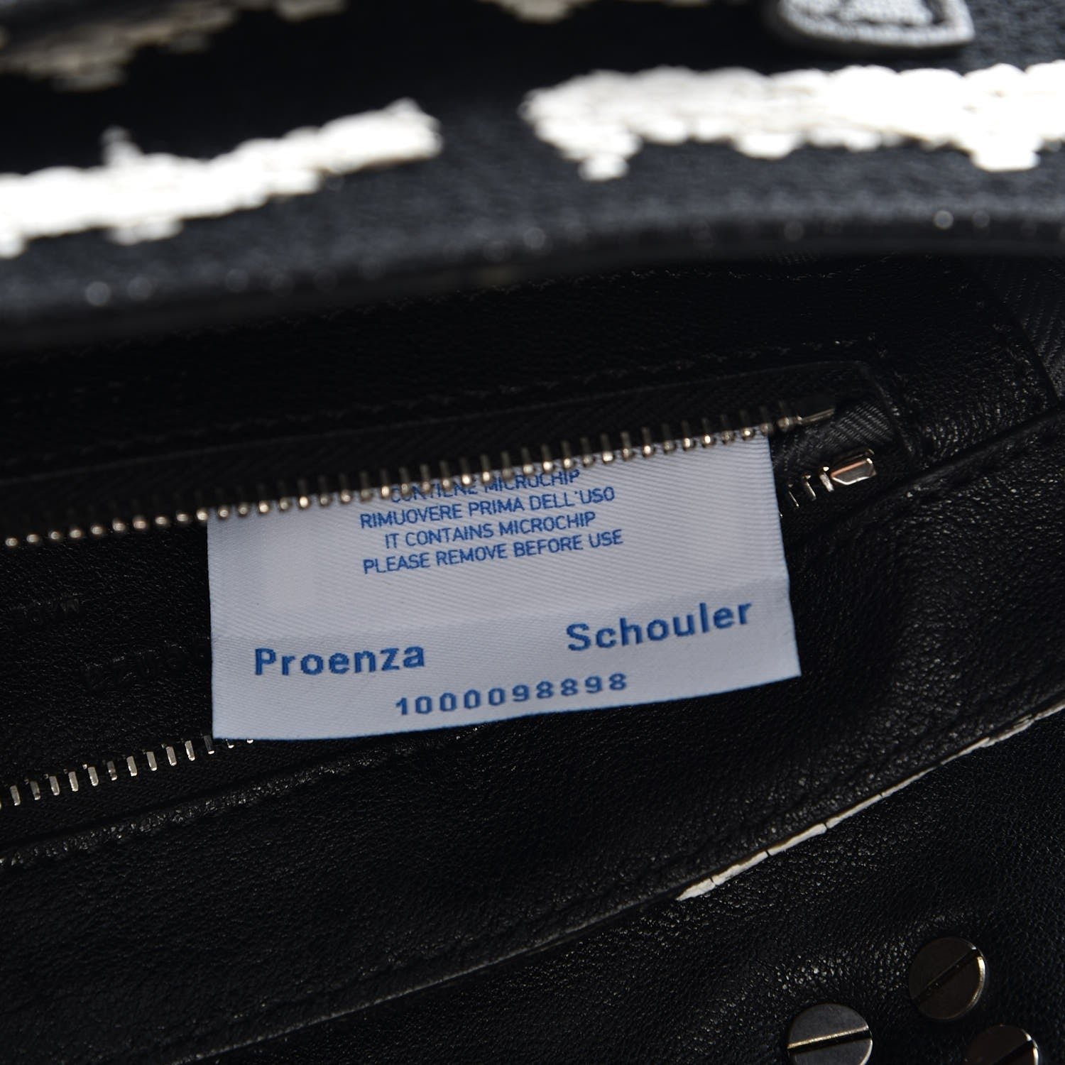 Proenza Schouler Jacquard Woodblock PS1 Tiny Satchel Black White 9 of 9