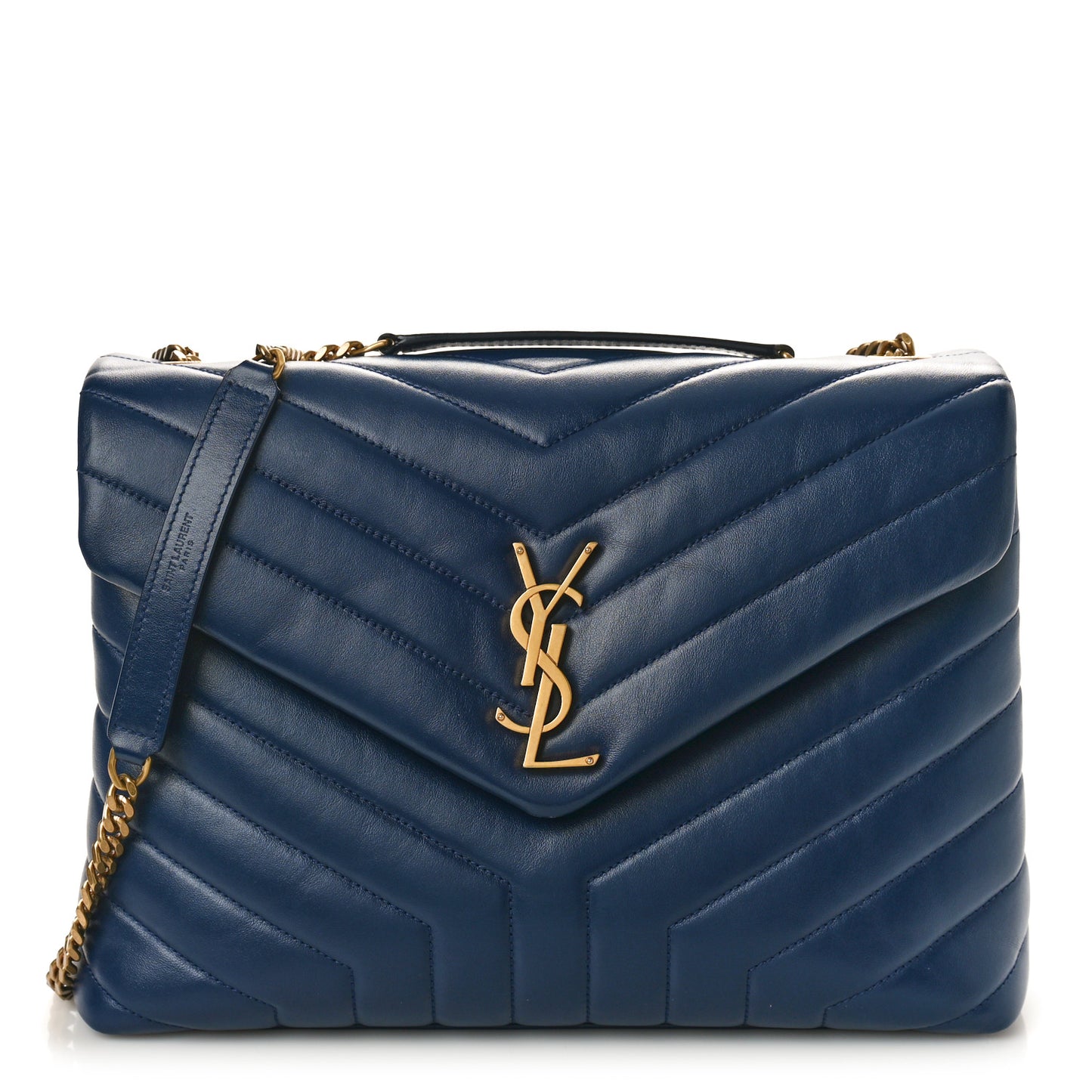 Calfskin Y Quilted Monogram Medium Loulou Chain Satchel Deep Marine