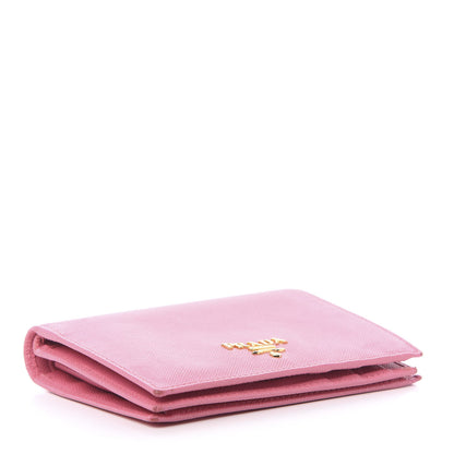 Prada Saffiano Metal Bi-Fold Wallet Begonia 4 of 9