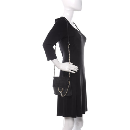 Chloe Calfskin Suede Mini Chain Faye Shoulder Bag Black 2 of 9