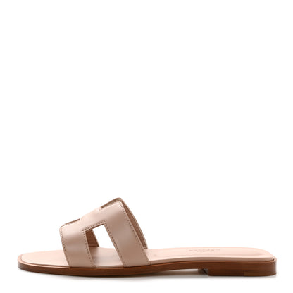 Hermes Box Calfskin Oran Sandals 36.5 Bois De Santal 1 of 9