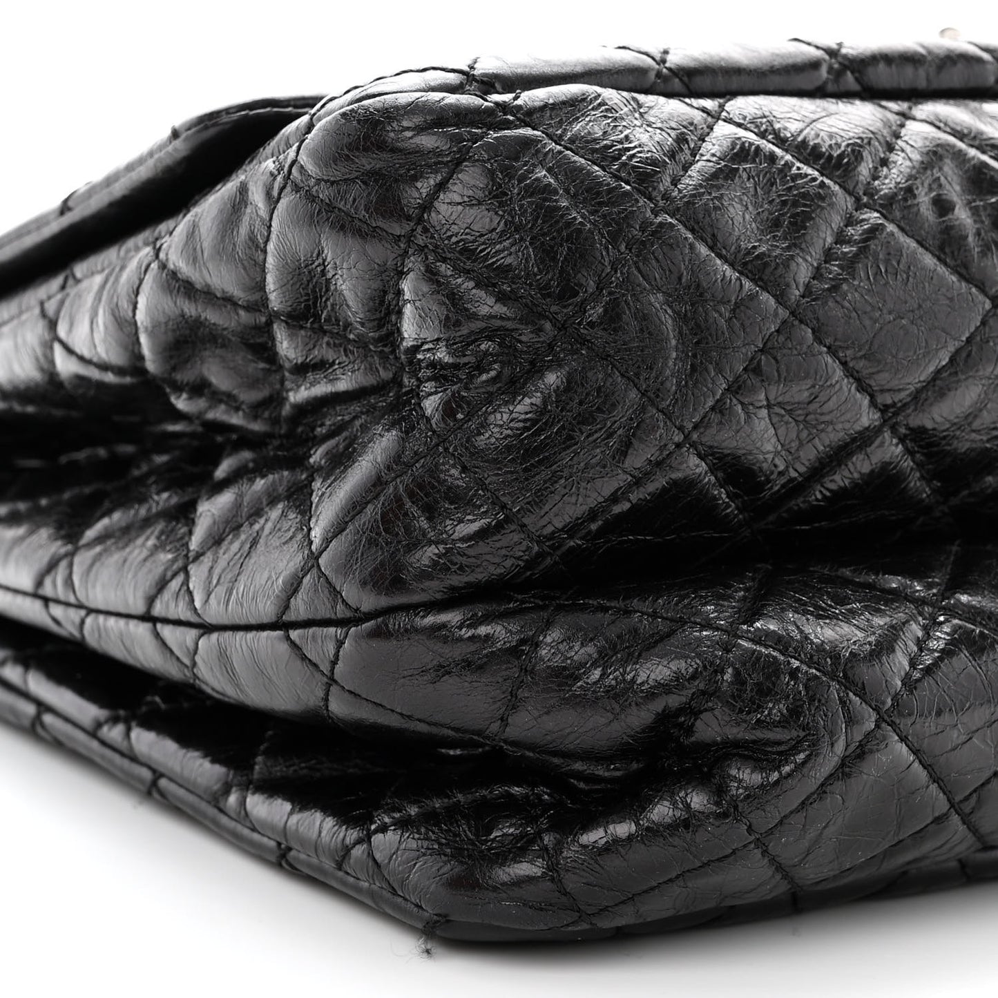 Metallic Aged Calfskin Quilted Reissue 2.55 Accordion Flap Black