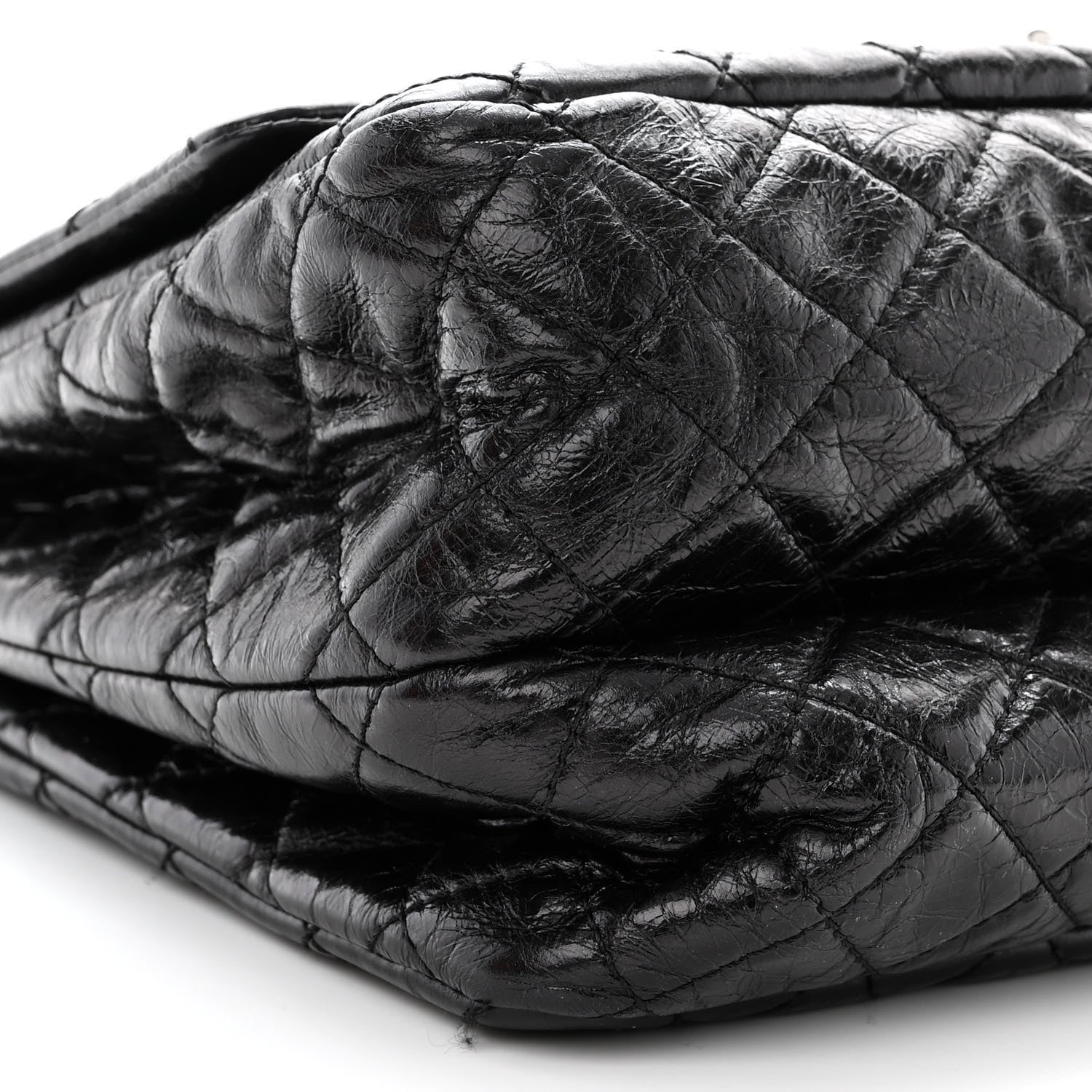 Chanel Metallic Aged Calfskin Quilted Reissue 2.55 Accordion Flap Black 10 of 12