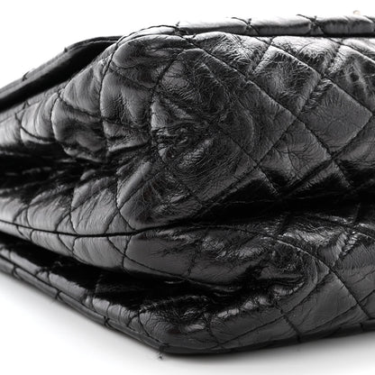 Chanel Metallic Aged Calfskin Quilted Reissue 2.55 Accordion Flap Black 10 of 12