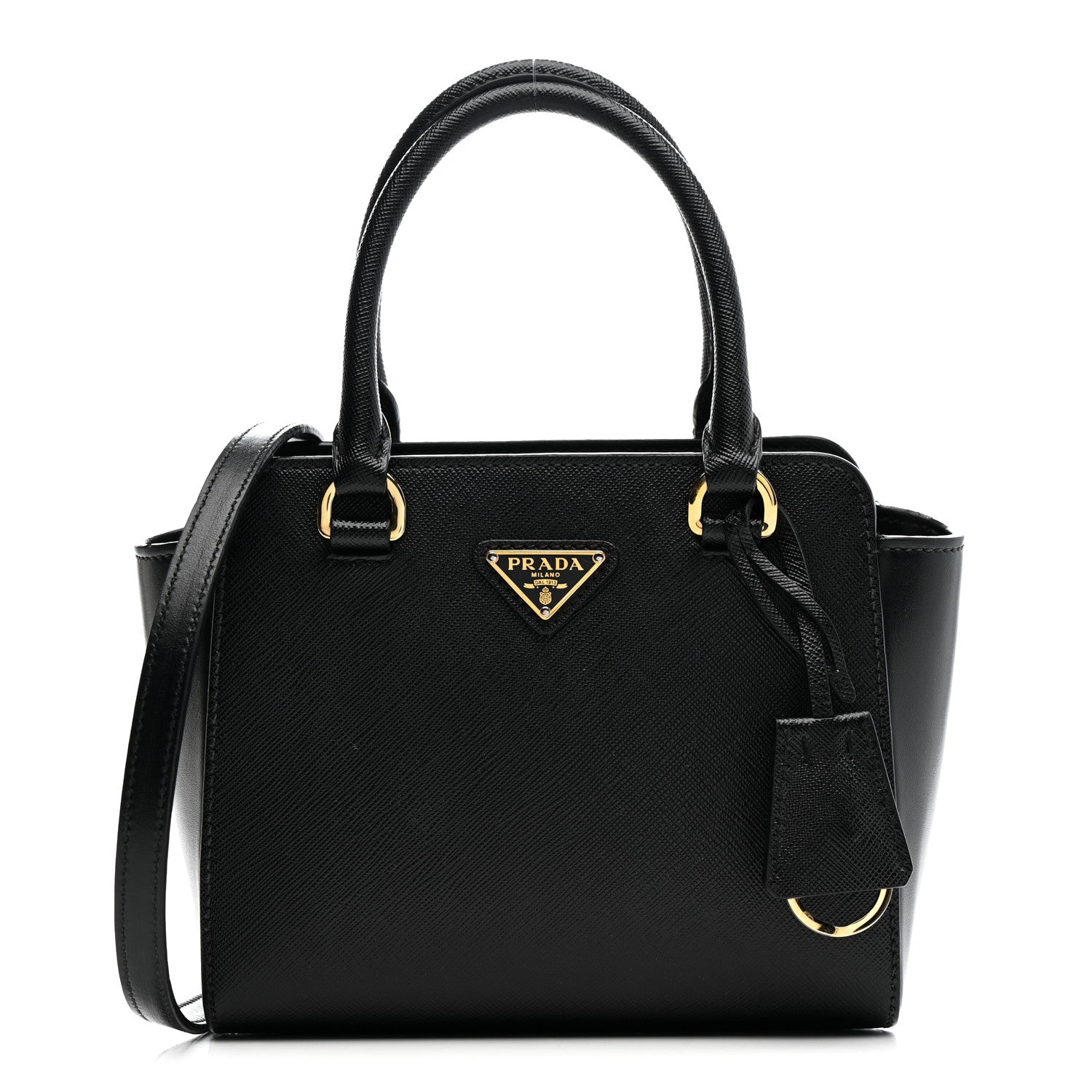 Prada Saffiano Soft Calfskin Mini Zippered Crossbody Tote Black 1 of 16