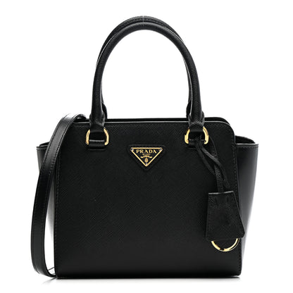 Prada Saffiano Soft Calfskin Mini Zippered Crossbody Tote Black 1 of 16