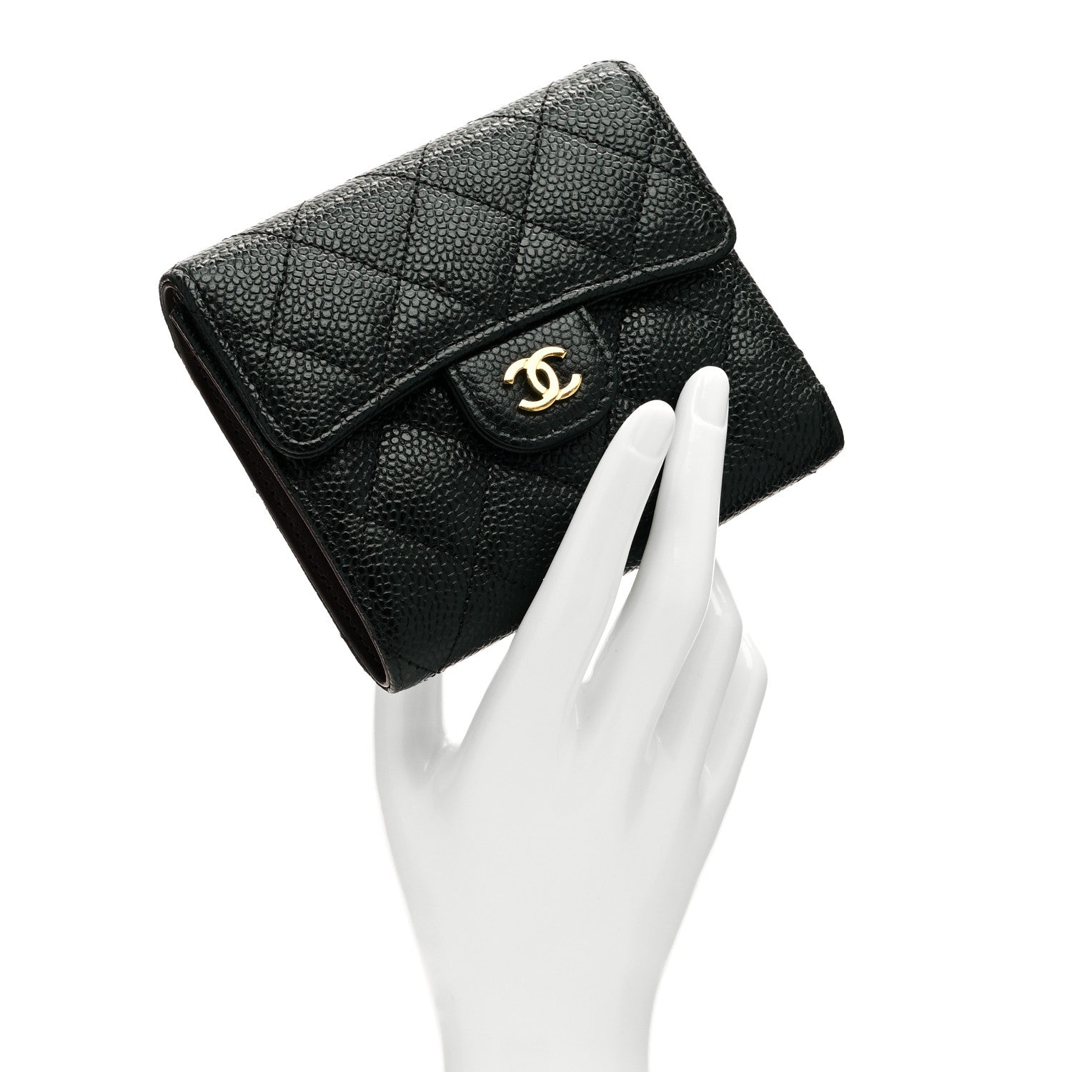 Chanel Caviar Quilted Compact Flap Wallet Black 2 of 7