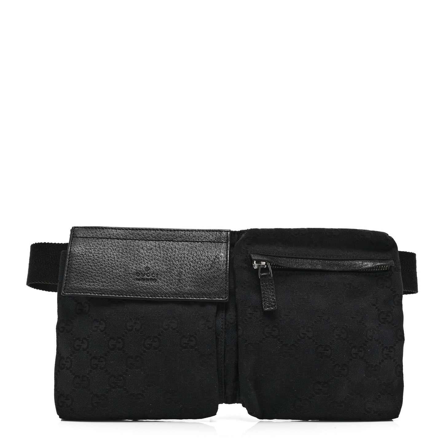 GG Monogram Double Pocket Belt Bag Black
