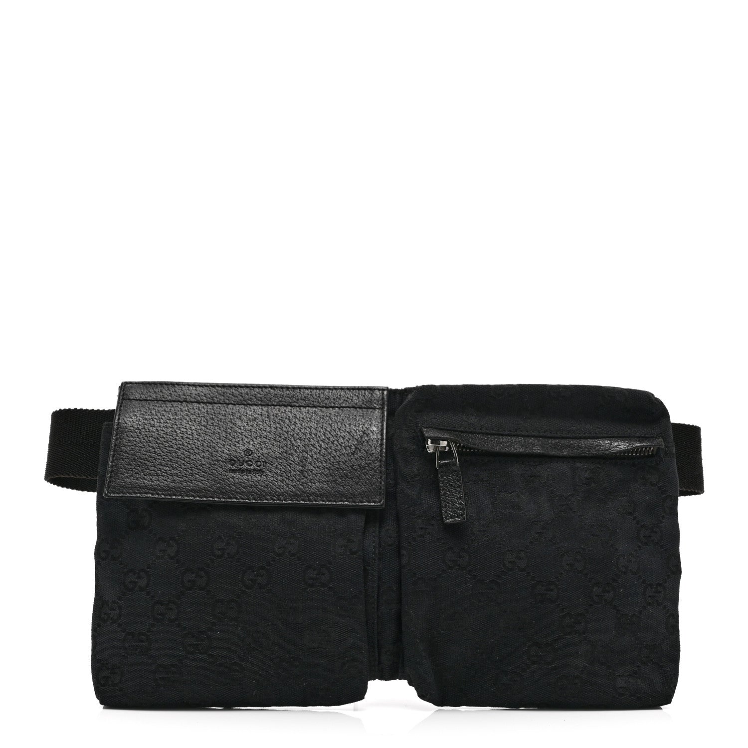 Gucci GG Monogram Double Pocket Belt Bag Black 1 of 9