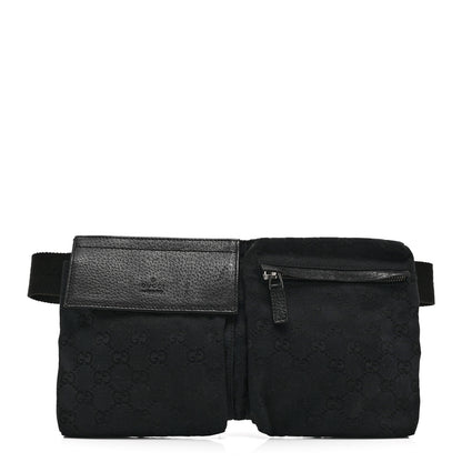 Gucci GG Monogram Double Pocket Belt Bag Black 1 of 9