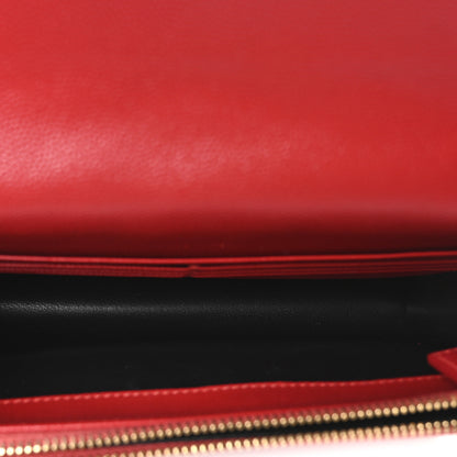 Saint Laurent Grain De Poudre Matelasse Chevron Monogram Envelope Chain Wallet New Red 5 of 10