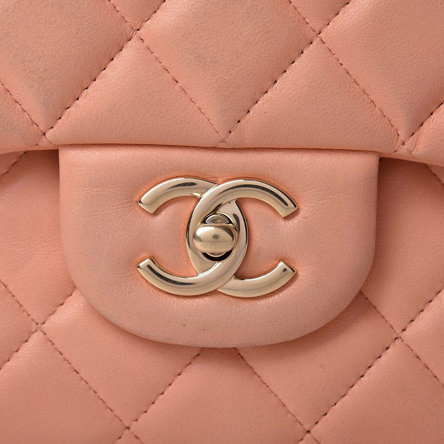 Chanel Lambskin Quilted Jumbo Double Flap Light Orange 30 of 37