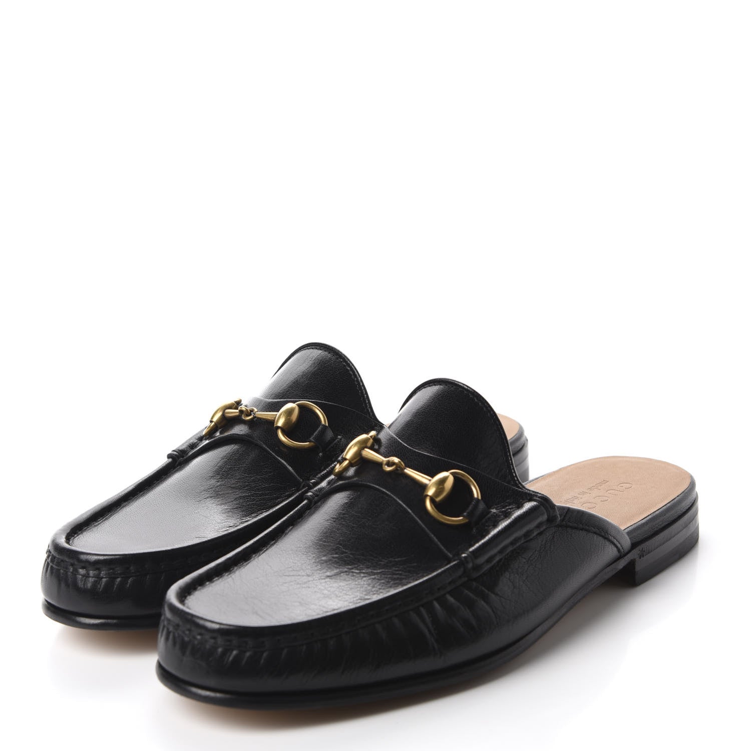 Gucci Goatskin Mens Horsebit Slippers 8.5 Black 3 of 10