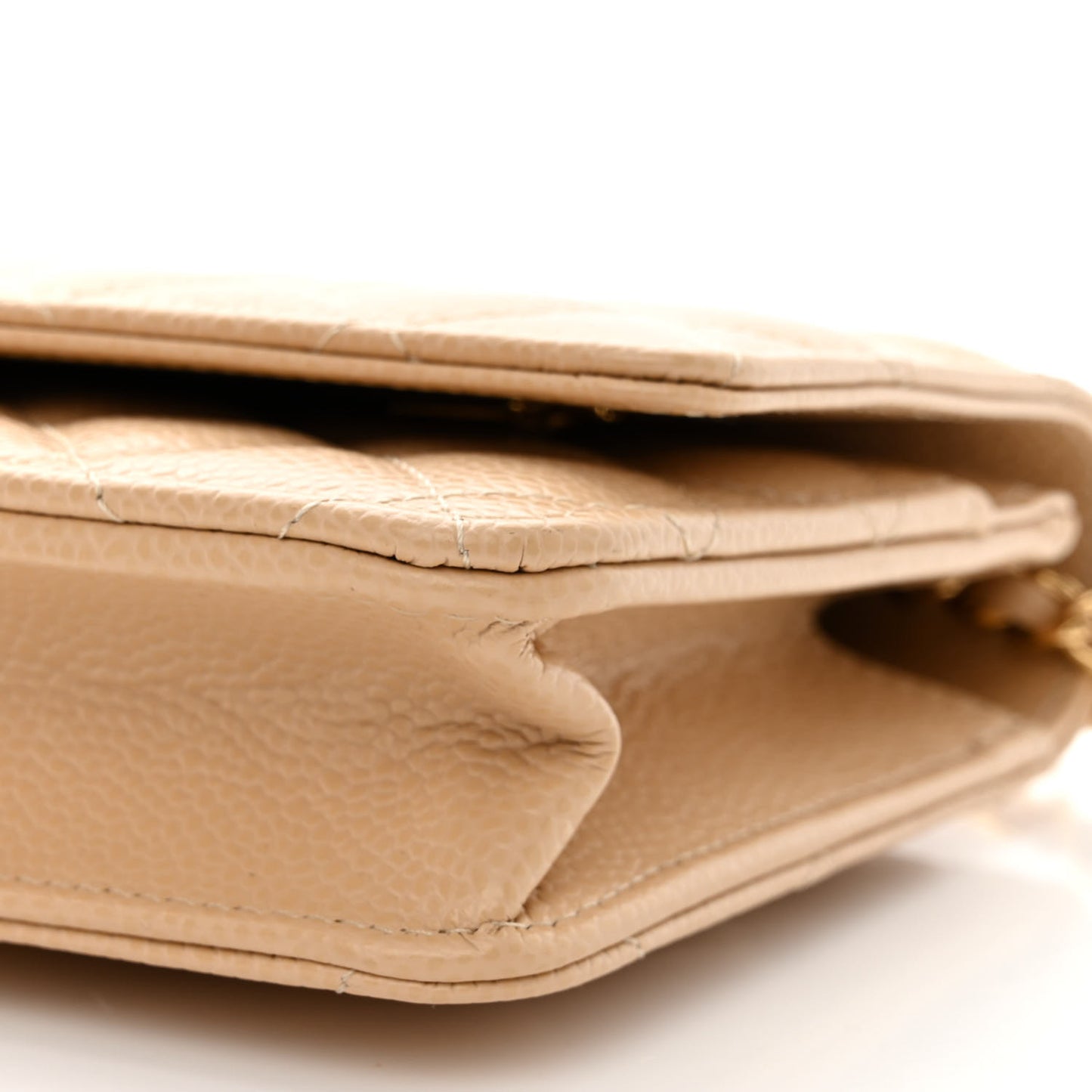 Caviar Quilted Wallet On Chain WOC Beige