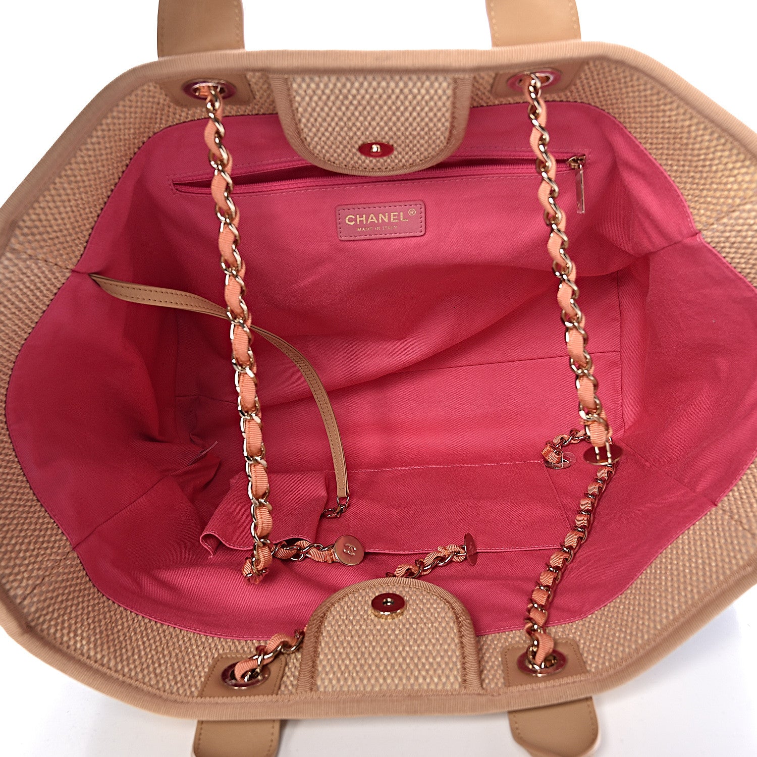 Chanel Straw Raffia Calfskin Striped Large Deauville Tote Black Beige Ivory 7 of 11