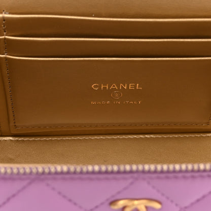 Chanel Lambskin Quilted Pearl Crush Small Vanity Case With Chain Purple 6 of 10
