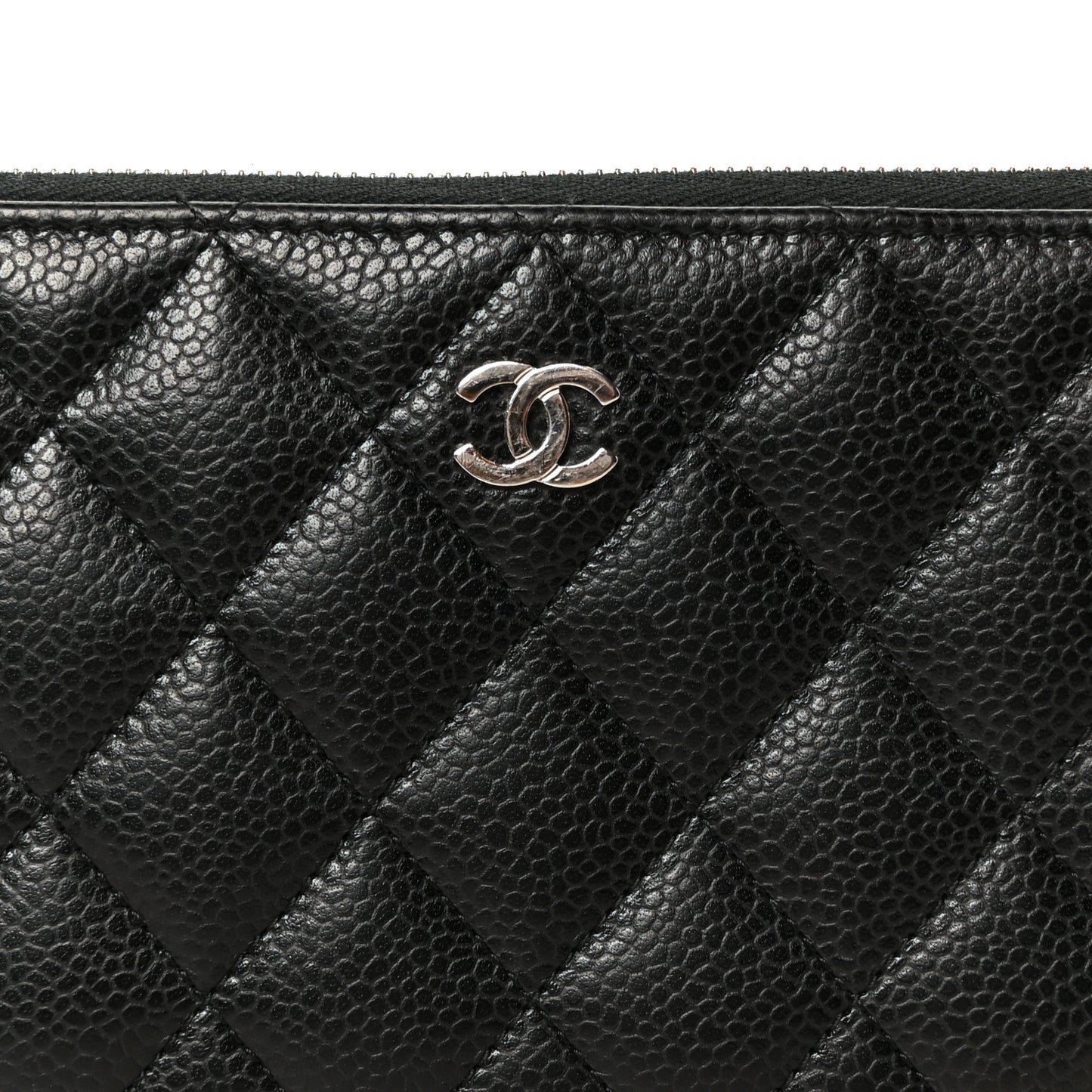 Caviar Quilted Large Gusset Zip Around Wallet Black