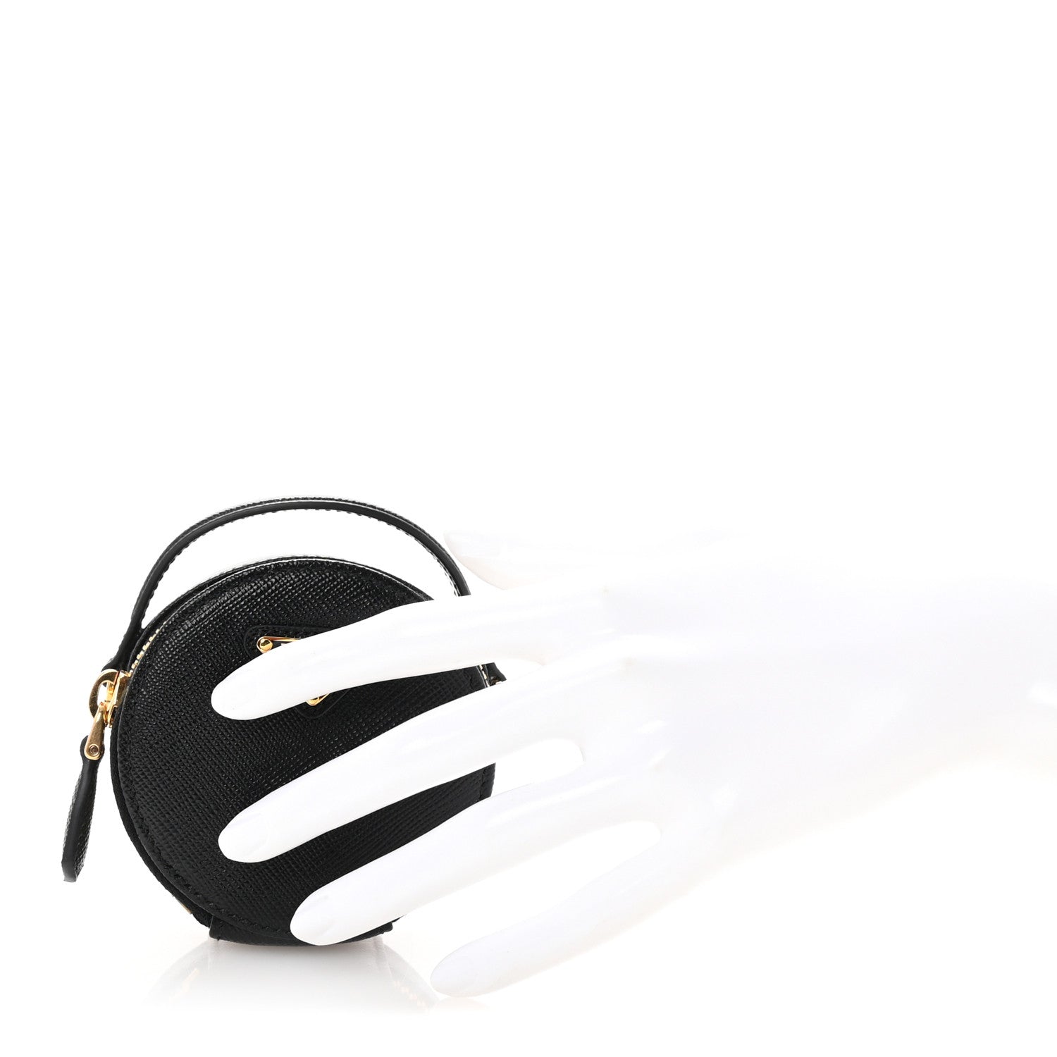 Prada Saffiano Triangle Logo Mini Pouch with Handle Black 2 of 7