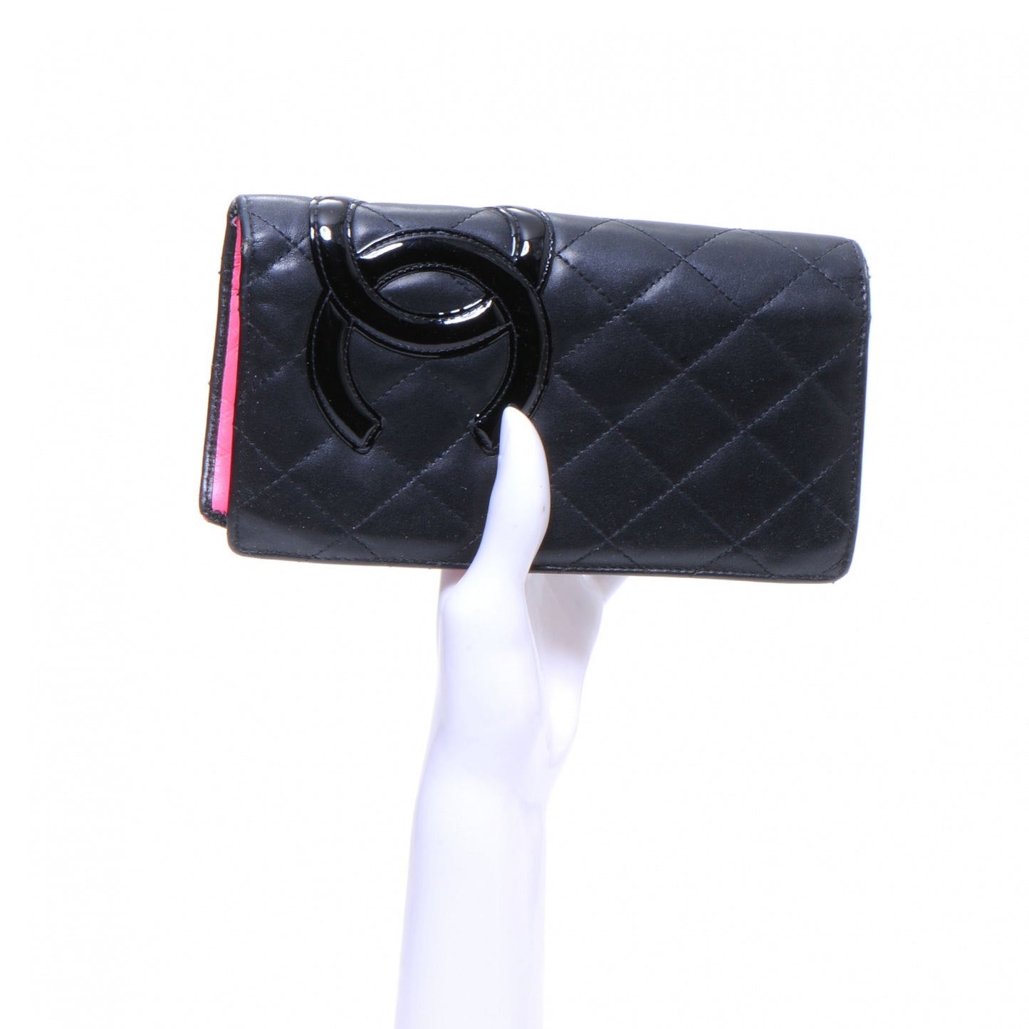 Calfskin Quilted Cambon Yen Wallet Black