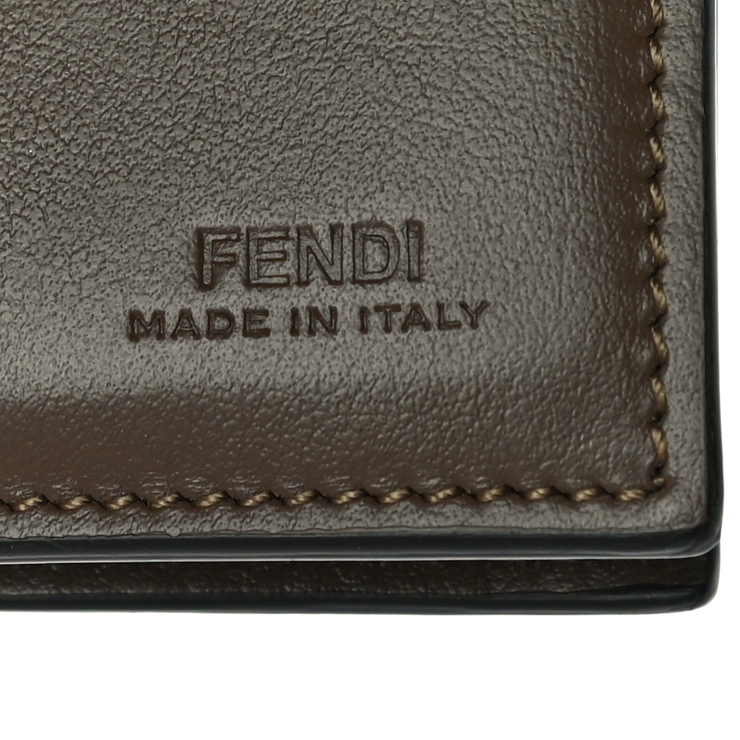Vitello Soft F is Fendi Bi-Color FF 1974 Embossed Compact Wallet Maya Black