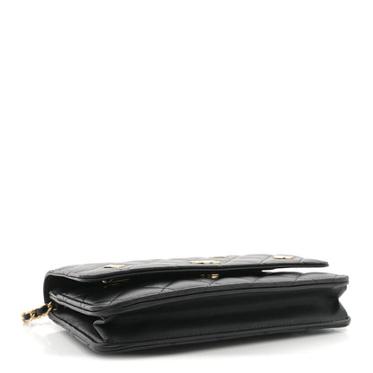 Chanel Lambskin Quilted Enamel Coco Casino Wallet On Chain WOC Black 4 of 12