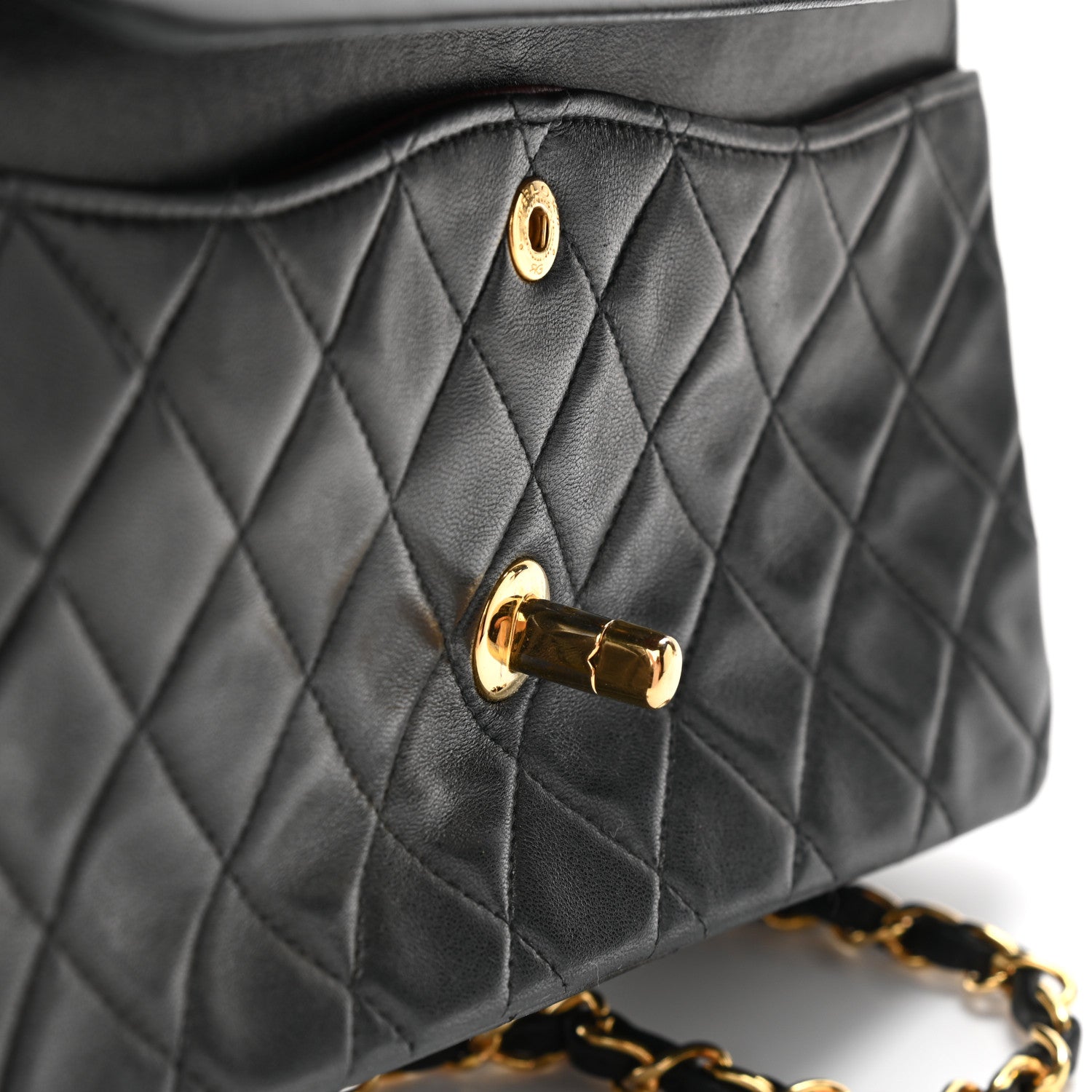 Chanel Lambskin Quilted Medium Double Flap Black 13 of 14