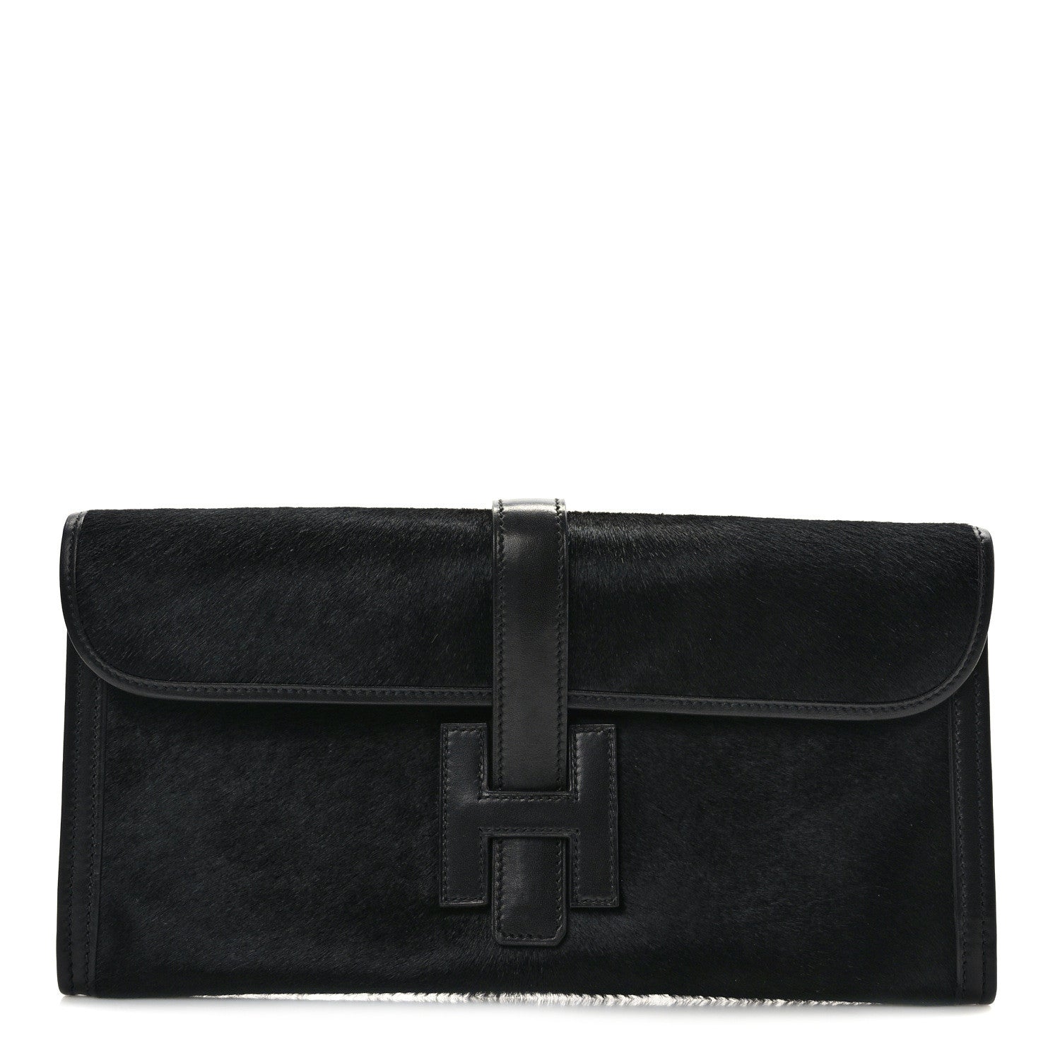 Hermes Pony Hair Swift Jige Elan 29 Clutch Black 1 of 11