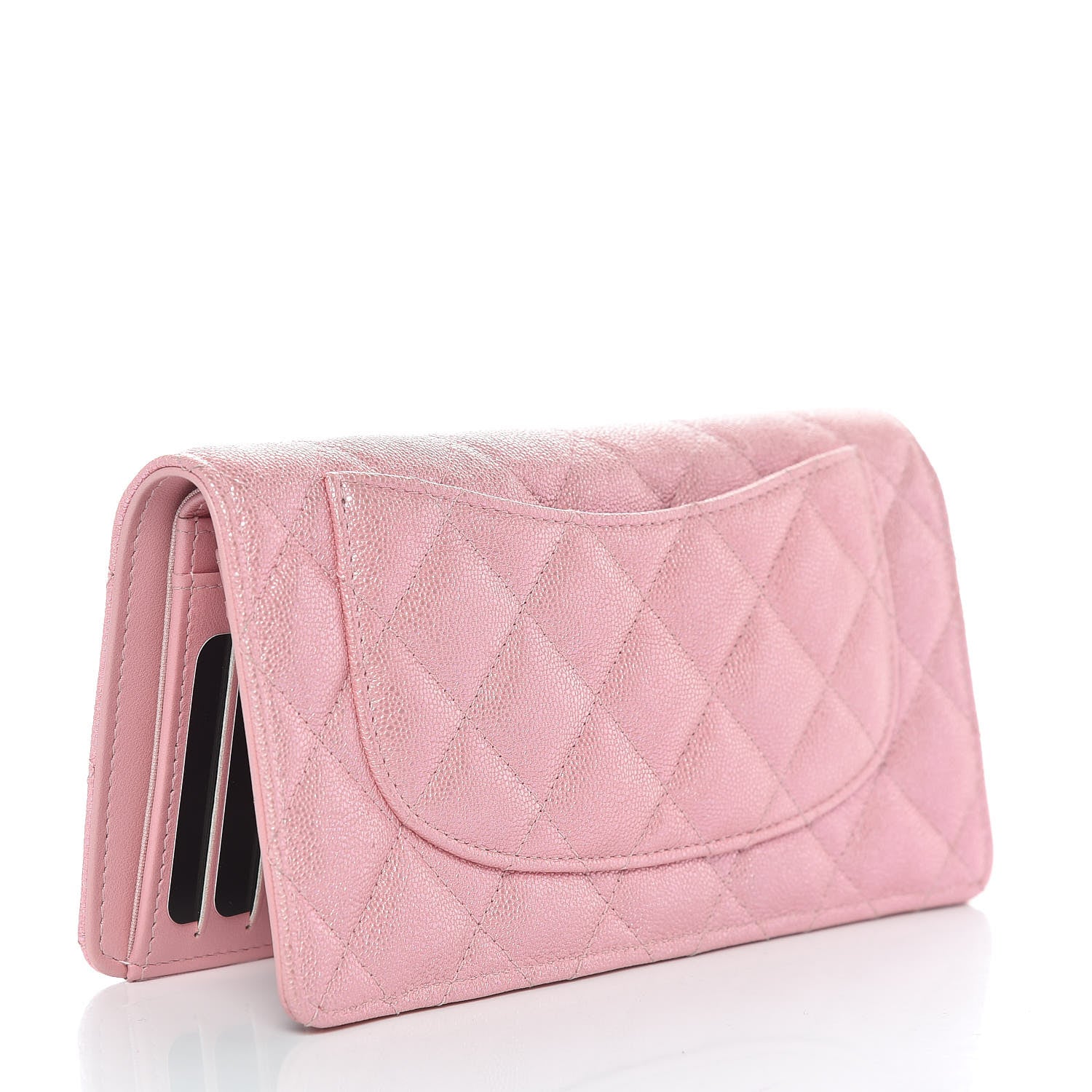 Chanel Iridescent Caviar Quilted Yen Wallet Rose Pink 3 of 9