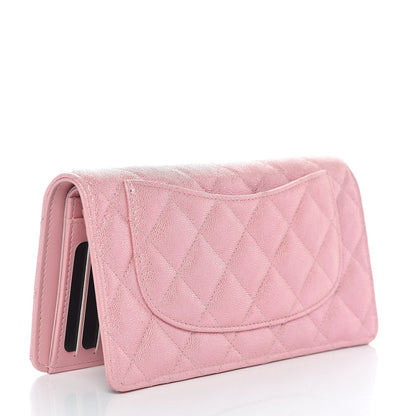 Chanel Iridescent Caviar Quilted Yen Wallet Rose Pink 3 of 9