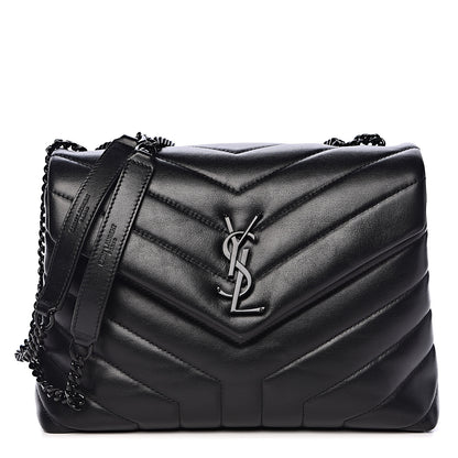 Saint Laurent Calfskin Y Quilted Monogram Small Loulou Chain Satchel Black 1 of 10