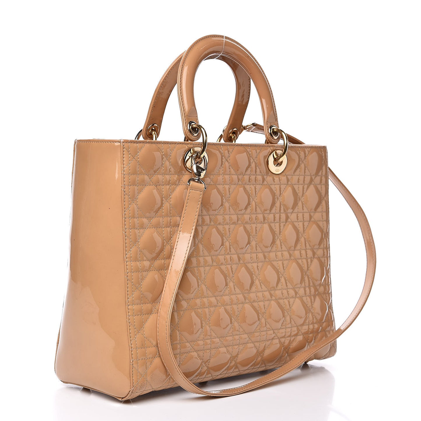 Patent Cannage Large Lady Dior Beige