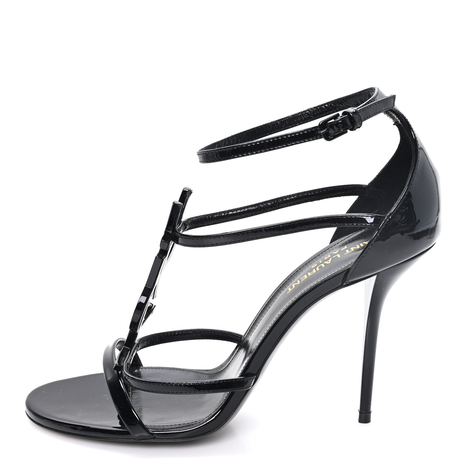 Saint Laurent Vernice Chiffon Cassandra 100 Ankle Strap Sandals 38.5 Black 38.5 Black 1 of 9