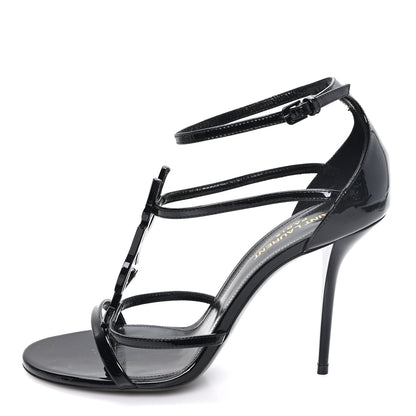 Saint Laurent Vernice Chiffon Cassandra 100 Ankle Strap Sandals 38.5 Black 38.5 Black 1 of 9